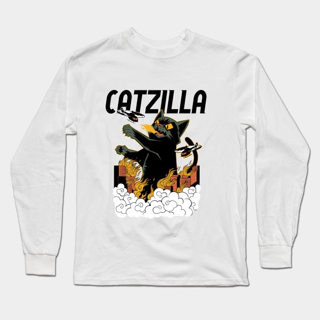 catzilla Long Sleeve T-Shirt by ArtRoute02